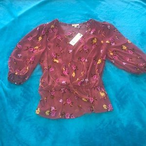 Brand new, w/tags, Francesca’s floral shear blouse